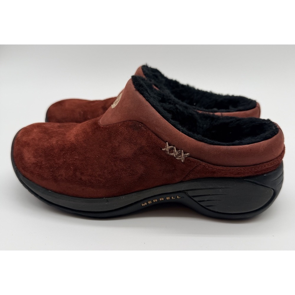 Merrell Clogs Women's Sz 5 Madder Red Suede Encore Ice Cozy Slip-On Comfort